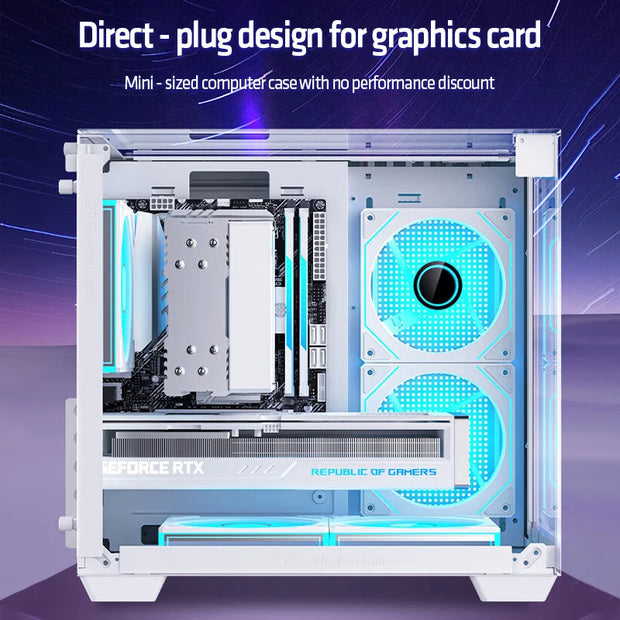 Yeah Magic Cube Seaview™ – M-ATX Gaming Desktop PC Case with Glass Panel, 5 Fan Mounts & 240mm Water Cooling Support