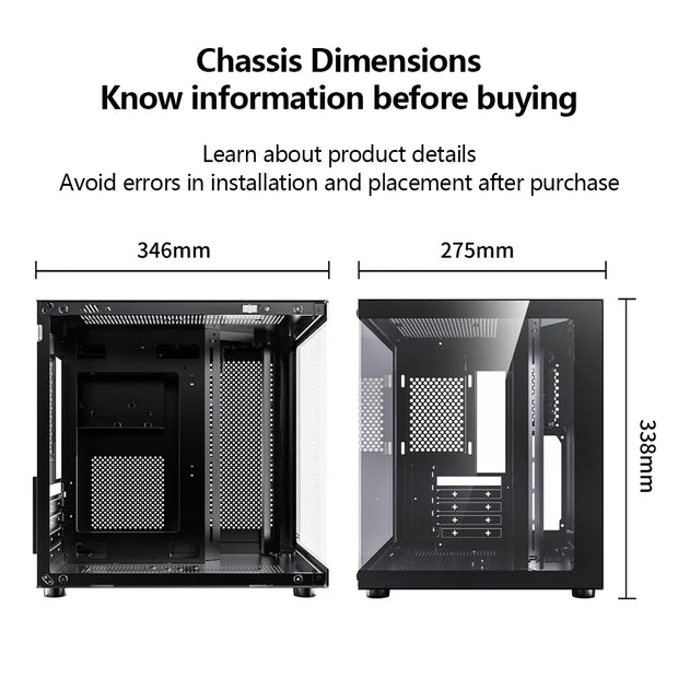 PADO YL SeaView360™ – M-ATX Gaming PC Case with 270° Dual Transparent Panels & No A-Pillar Design