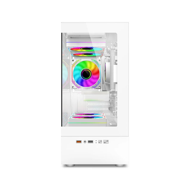 Power Train Illusionary Realm™ – M-ATX/ITX Seaview Gaming PC Case with Side Transparent Panel & 240mm Water Cooling Support