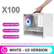 PowerTrain X-GAMER X100™ – Portable M-ATX/ITX Mini Desktop Gaming PC Case with USB 3.0, Type-C & PSU Support