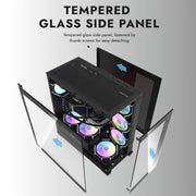 Aigo AS900 SeaViewX™ – ATX/M-ATX/ITX Gaming PC Case with Dual-Side Tempered Glass & 270° Panoramic Design
