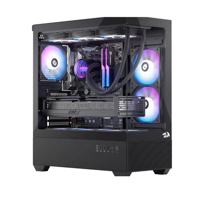 Redragon CA606 ShadowView™ – ATX Gaming PC Case with 3×120mm Pre-Installed Fans & 270° Full View Glass Panel