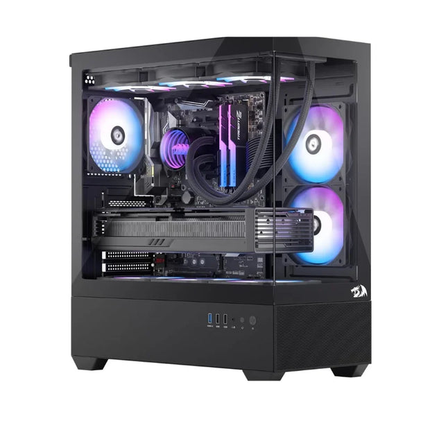 Redragon CA606 ShadowView™ – ATX Gaming PC Case with 3×120mm Pre-Installed Fans & 270° Full View Glass Panel