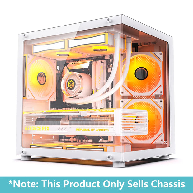 PADO YL SeaView360™ – M-ATX Gaming PC Case with 270° Dual Transparent Panels & No A-Pillar Design