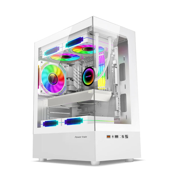 Power Train Illusionary Realm™ – M-ATX/ITX Seaview Gaming PC Case with Side Transparent Panel & 240mm Water Cooling Support