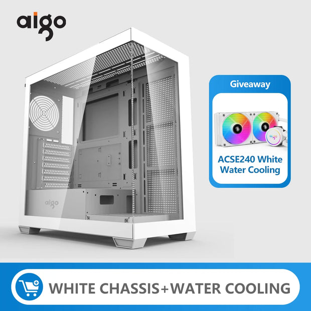 Aigo AS900 SeaViewX™ – ATX/M-ATX/ITX Gaming PC Case with Dual-Side Tempered Glass & 270° Panoramic Design