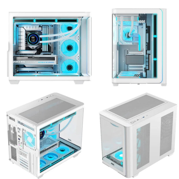 AOC CG455 SeaviewX™ – Black ATX Gaming PC Case with Integrated Curved Glass, 10 Fan Mounts & 360mm Water Cooling Support