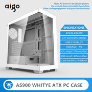 Aigo AS900 SeaViewX™ – ATX/M-ATX/ITX Gaming PC Case with Dual-Side Tempered Glass & 270° Panoramic Design