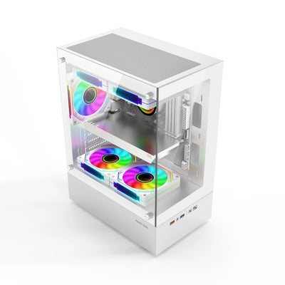 Power Train Illusionary Realm™ – M-ATX/ITX Seaview Gaming PC Case with Side Transparent Panel & 240mm Water Cooling Support
