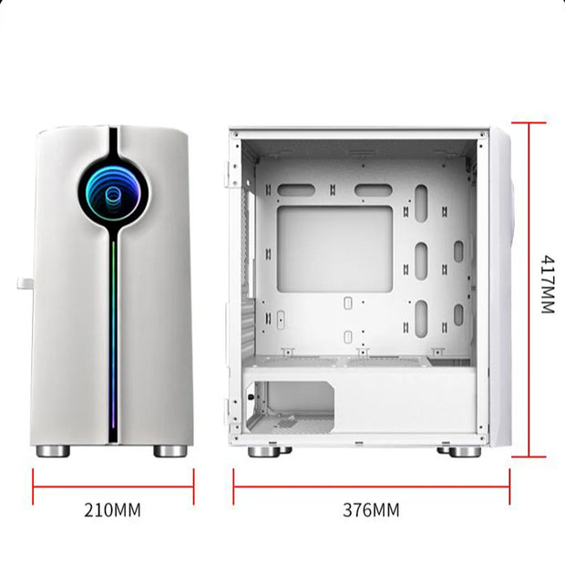 CoreBlaze™ Infinity White – Compact Gaming Case with Tempered Glass, 4 Fan Slots & 240mm AIO Support