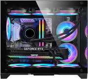 CrystalEdge™ 360 – M-ATX Panoramic Glass PC Case with 360mm Water Cooling Support (No Fans Included)