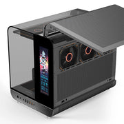 PowerTrain™ Phantom Wings LCD MATX PC Case – 360mm Water Cooling, Sea View Glass, Vertical Desktop Chassis