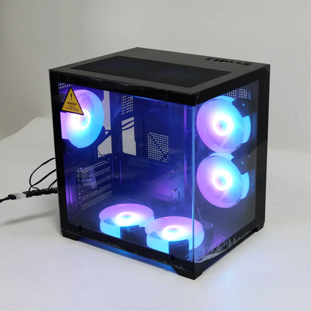 MANMU CrystalCore™ – M-ATX Gaming PC Case with Tempered Glass Side Panel & Pre-Installed Fan