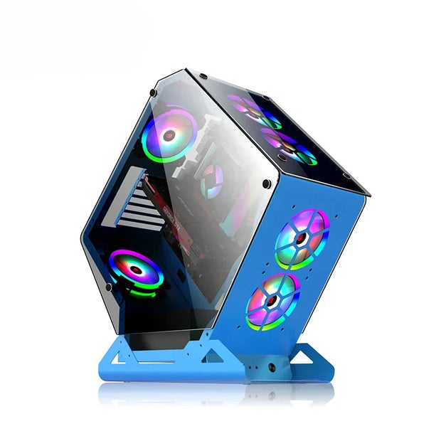 IronCore VaultCube™ – Irregular Design Wide ATX Gaming PC Case with Multi-Chamber Layout & Custom Desktop Styling
