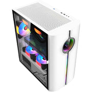 CoreBlaze™ Infinity White – Compact Gaming Case with Tempered Glass, 4 Fan Slots & 240mm AIO Support