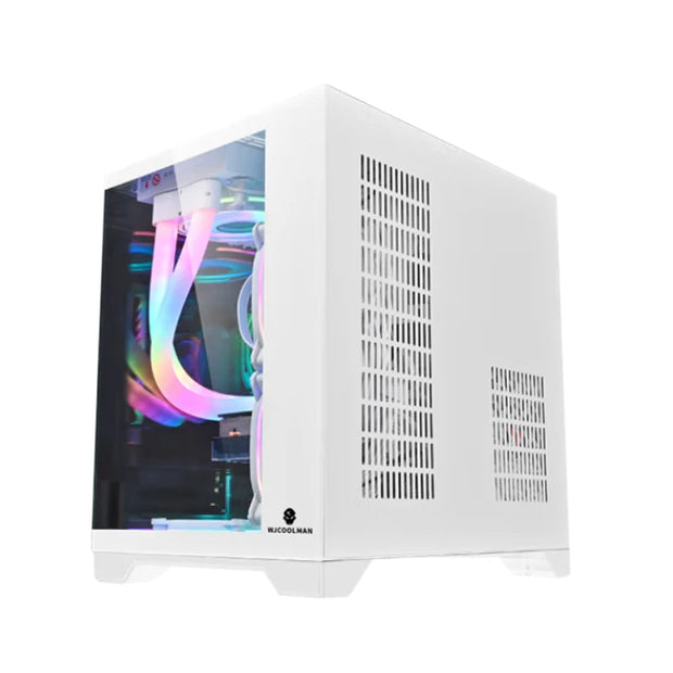 ShadowBox Mini – M-ATX Panoramic Gaming PC Case with 240/120mm Water Cooling Support & Pillar-Free Glass Design