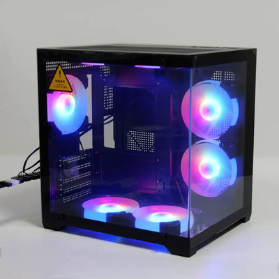 MANMU CrystalCore™ – M-ATX Gaming PC Case with Tempered Glass Side Panel & Pre-Installed Fan