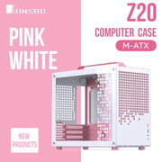 JONSBO Z20 Blossom Edition – 20L Pink & White M-ATX/ATX PC Case with Detachable Handle & USB-C Support