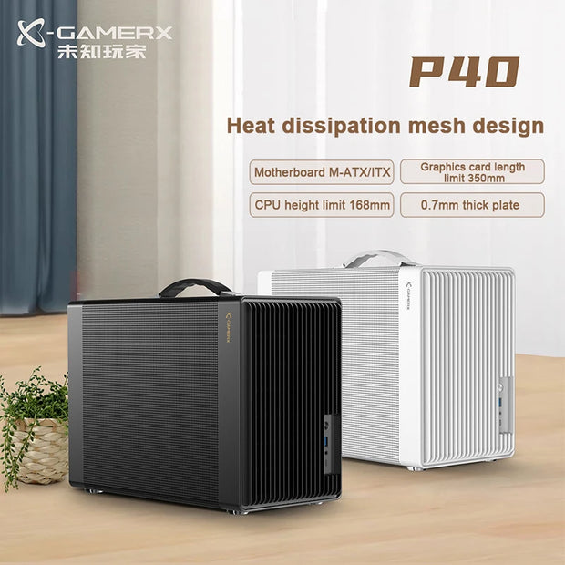 PowerTrain™ P40 CompactForce – M-ATX/ITX Portable PC Case with ATX/SFX PSU Support & USB 3.0 Desktop Mini Chassis