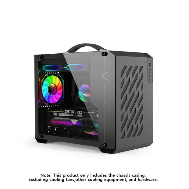 PowerTrain™ X200 MiniFlex – Portable M-ATX/ITX PC Case with USB-C, 240mm Water Cooling Support & Handheld Design