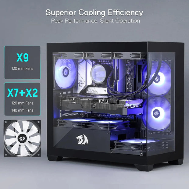 Redragon™ GC218M ShadowCore Gaming PC Case – Back-Mounted M-ATX Chassis with Dual Fans & High Airflow Design