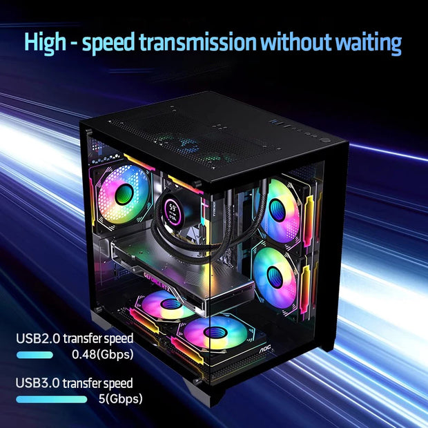 AOC CG391B SeaView™ Edition – M-ATX Gaming PC Case with 240mm Water Cooling & 7 Fan Slots