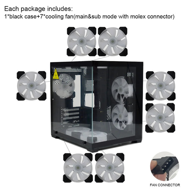MANMU CrystalCore™ – M-ATX Gaming PC Case with Tempered Glass Side Panel & Pre-Installed Fan