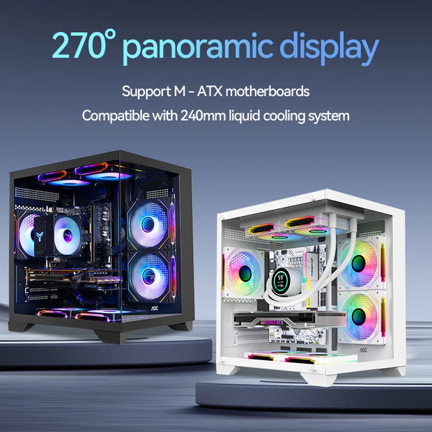 AOC CG391B SeaView™ Edition – M-ATX Gaming PC Case with 240mm Water Cooling & 7 Fan Slots