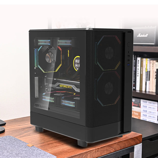 Darkflash™ AeroMesh – Glass Panel Gaming Case with 240mm AIO Support, USB 3.0, Mini-ITX / M-ATX Compatible
