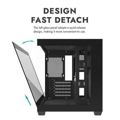 Aigo 275P SeaView Core™ – M-ATX/ITX Gaming PC Case with Double-Sided Tempered Glass & Compact Sea View Room Design