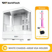 DarkFlash DB330M SeaViewEdge™ – M-ATX Gaming PC Case with 270° Dual Glass Panels & USB 3.0 Front I/O