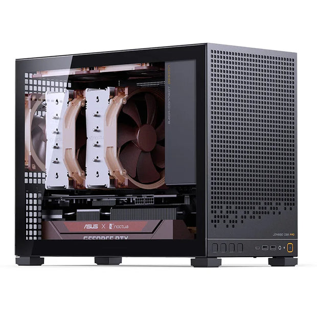 JONSBO D32 PRO Black – Compact M-ATX Desktop PC Case with Adjustable Motherboard Tray, Transparent Panel & 240mm Water-Cooling Support