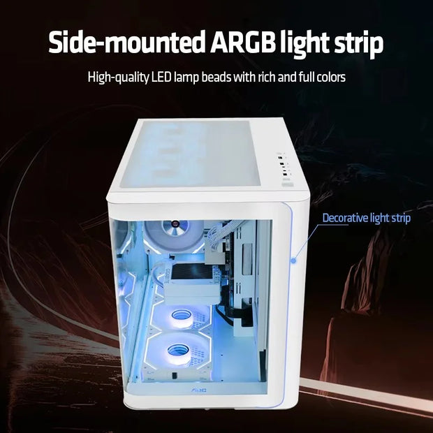 Yeah Magic BIFROST 355™ – M-ATX Sea View Gaming PC Case with ARGB Light Strip & 360mm Water Cooling Support