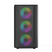 PowerTrain™ N1 VertiGlass M-ATX Gaming Case – Vertical Glass Side, 360mm AIO Support, 420mm GPU Clearance