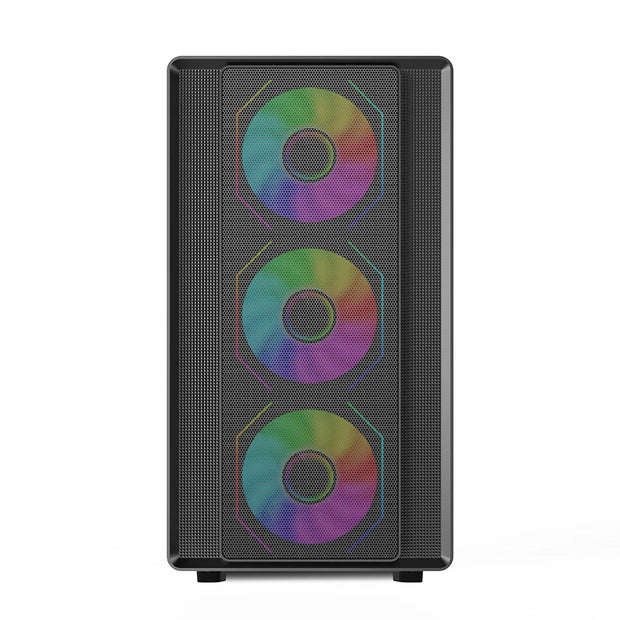 PowerTrain™ N1 VertiGlass M-ATX Gaming Case – Vertical Glass Side, 360mm AIO Support, 420mm GPU Clearance