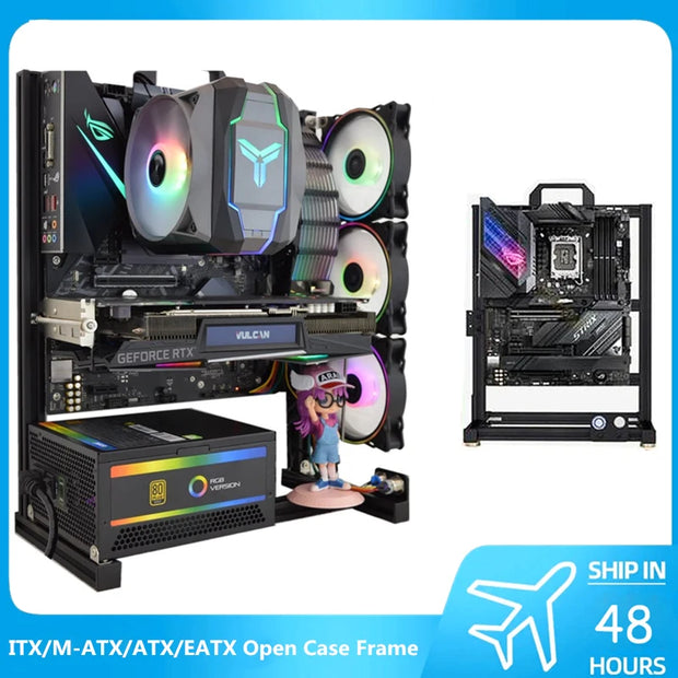 MODMaster™ ATX Open Frame DIY PC Case – Aluminum Gaming Tower for ITX/M-ATX/ATX/E-ATX Motherboards