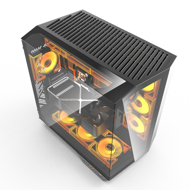 Darkflash DY470 StormGlass™ – ATX Gaming PC Case with Dual 360mm Water Cooling Support & 4 Pre-Installed ARGB Fans