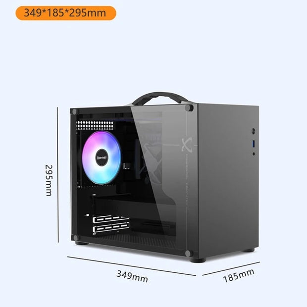 PowerTrain X-GAMER X100™ – Portable M-ATX/ITX Mini Desktop Gaming PC Case with USB 3.0, Type-C & PSU Support