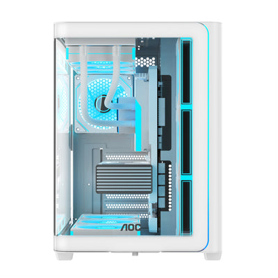 AOC CG455 SeaviewX™ – Black ATX Gaming PC Case with Integrated Curved Glass, 10 Fan Mounts & 360mm Water Cooling Support