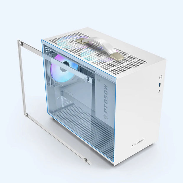 PowerTrain X-GAMER X100™ – Portable M-ATX/ITX Mini Desktop Gaming PC Case with USB 3.0, Type-C & PSU Support