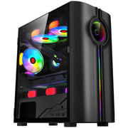 WJCOOLMAN Unlimited Player – Black M-ATX/MINI-ITX Gaming Case with 240mm AIO Support & Panoramic Glass Design