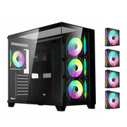 RUIX™ OV403 PrismFlow – ATX Mid-Tower Gaming PC Case with 4× ARGB Fans, Three-Sided Glass & GPU Support