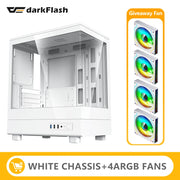 DarkFlash DB330M SeaViewEdge™ – M-ATX Gaming PC Case with 270° Dual Glass Panels & USB 3.0 Front I/O