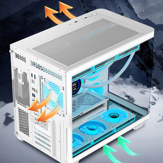 AOC CG455 SeaviewX™ – Black ATX Gaming PC Case with Integrated Curved Glass, 10 Fan Mounts & 360mm Water Cooling Support