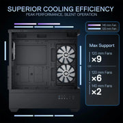 Redragon CA606 ShadowView™ – ATX Gaming PC Case with 3×120mm Pre-Installed Fans & 270° Full View Glass Panel