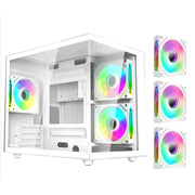 Ruix OV-502 AeroView™ – Mid Tower Micro-ATX Gaming Case with Dual USB 3.0, 3×120mm ARGB PWM Fans & Full View Tempered Glass