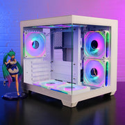 Aigo 275P SeaView Core™ – M-ATX/ITX Gaming PC Case with Double-Sided Tempered Glass & Compact Sea View Room Design