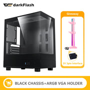DarkFlash DB330M SeaViewEdge™ – M-ATX Gaming PC Case with 270° Dual Glass Panels & USB 3.0 Front I/O