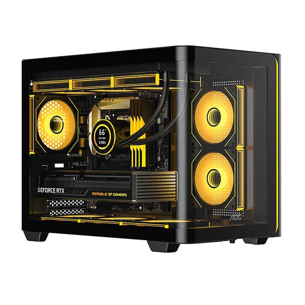 Yeah Magic BIFROST 355™ – M-ATX Sea View Gaming PC Case with ARGB Light Strip & 360mm Water Cooling Support