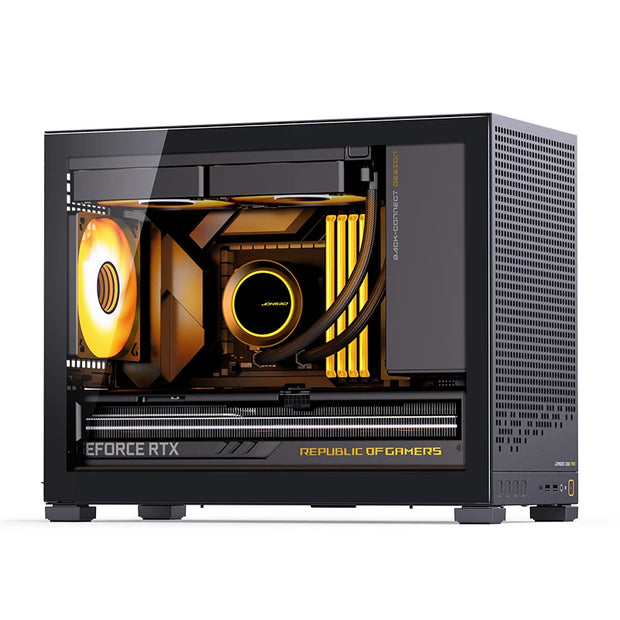 JONSBO™ D32 STD Compact PC Case – Transparent M-ATX Chassis, 240mm Water-Cooling Ready, Adjustable PSU Space (Black)